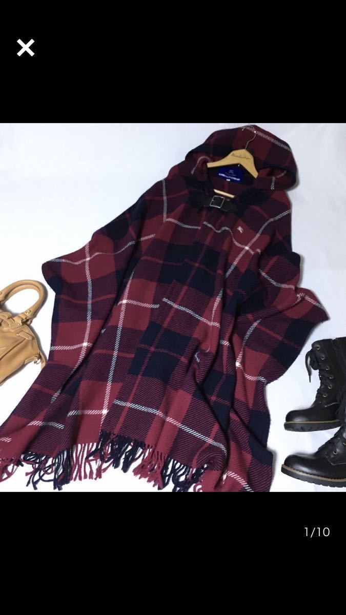 極美品 バーバリー ブルーレーベル BURBERRY 大判 ストール ポンチョ 未使用】バーバリーブルーレーベル ブランケット ストール