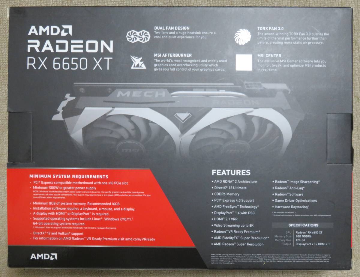 開店記念セール！】 新品 MSI AMD Radeon RX 6650 XT MECH2X 8GB OC 