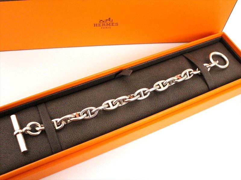 HERMES【エルメス】シェーヌダンクル ブレスレット☆PM☆18コマ☆シルバー925☆ロゴ☆レディース☆箱付 jandjtowing.com.au