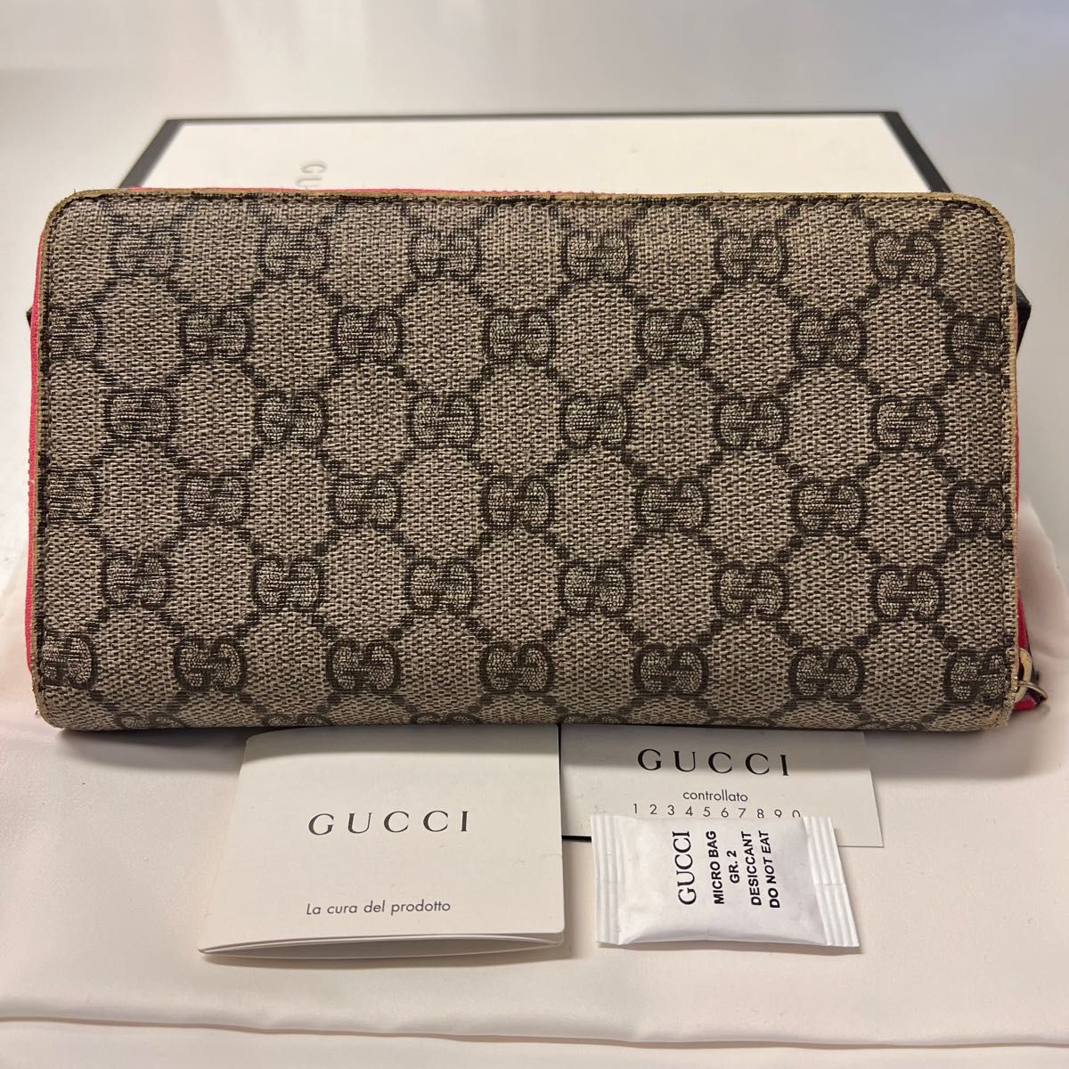 未使用に近い! グッチ GUCCI 財布 長財布 GGスプリーム ハート