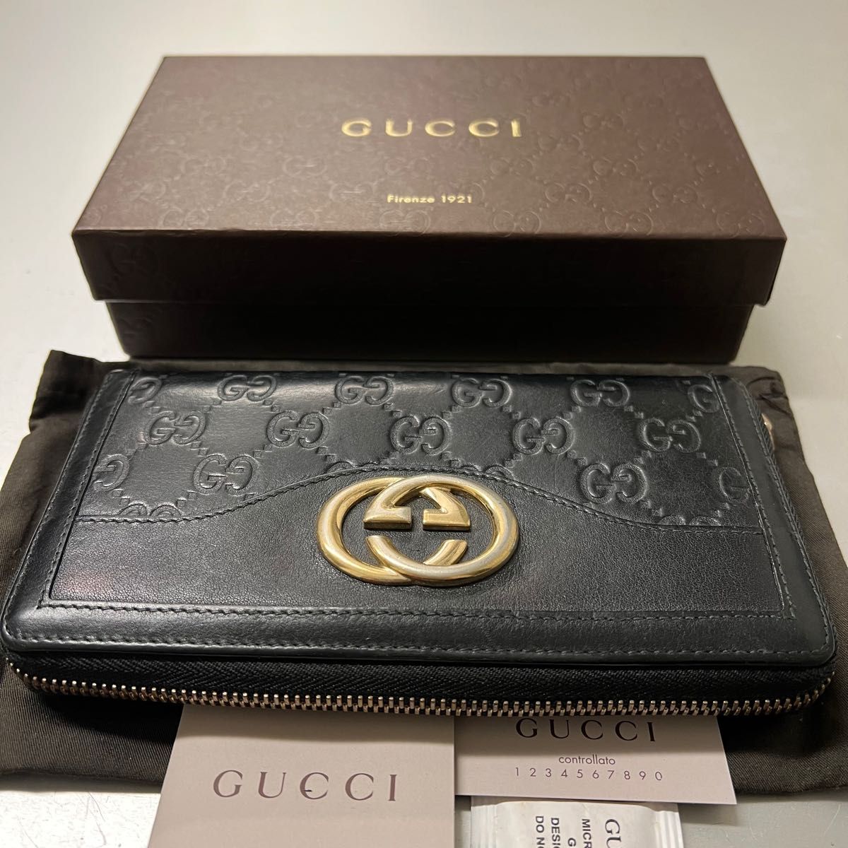 未使用に近い グッチ GUCCI 財布 長財布 シマレザー コンチネンタル