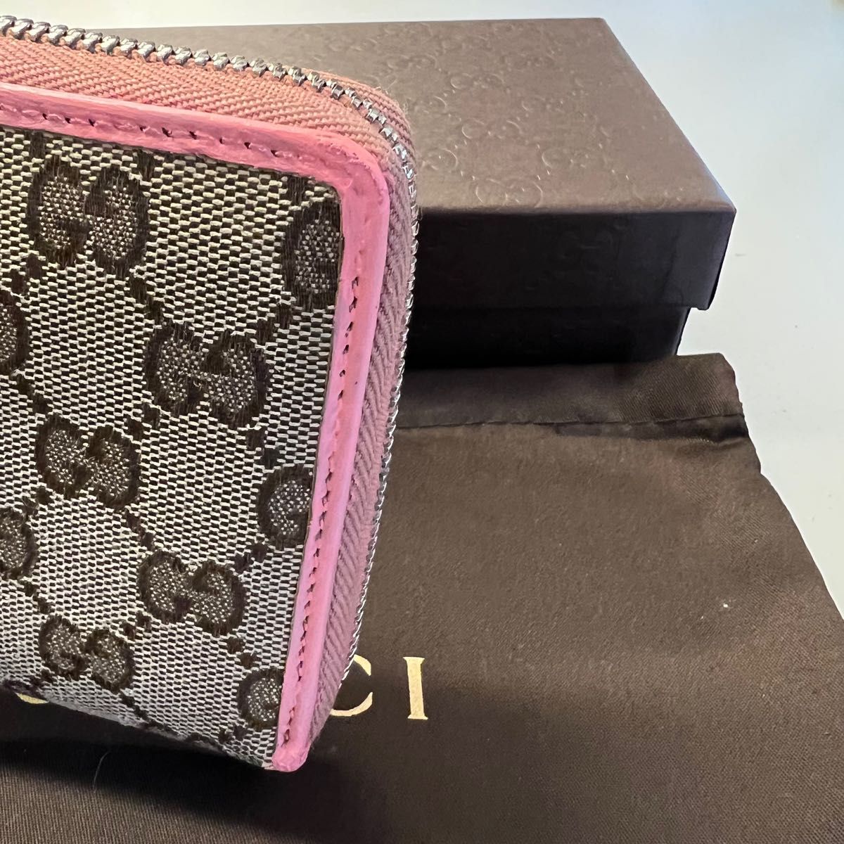 新品同様! グッチ GUCCI 財布 長財布 GGキャンバス ラウンド