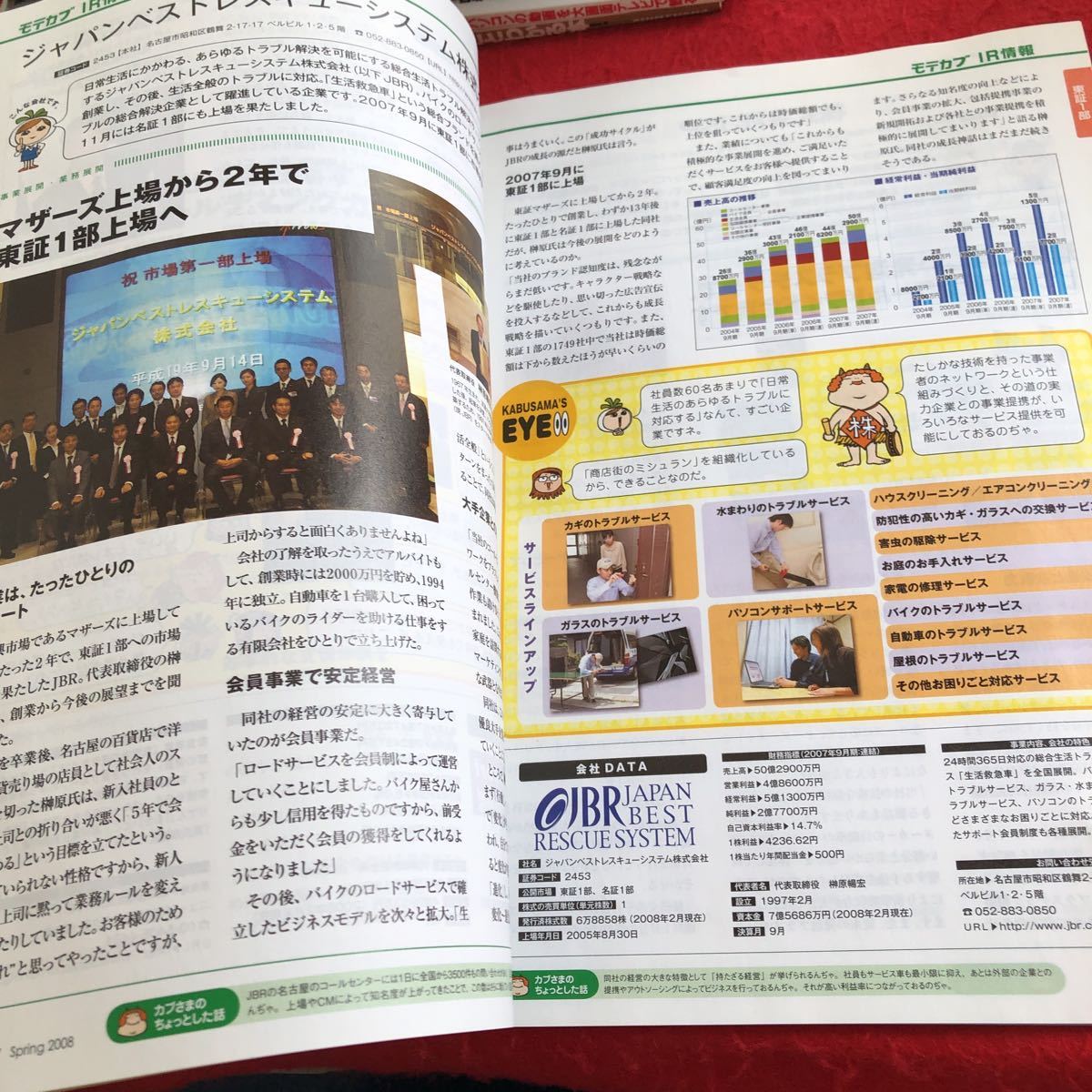 S6b-250 モテカブ 春号 2008年発行 VOL.23 巻頭特集 「株主市場新聞」の読み方! アスラポート・ダイニング など インベスターズサービス_画像5