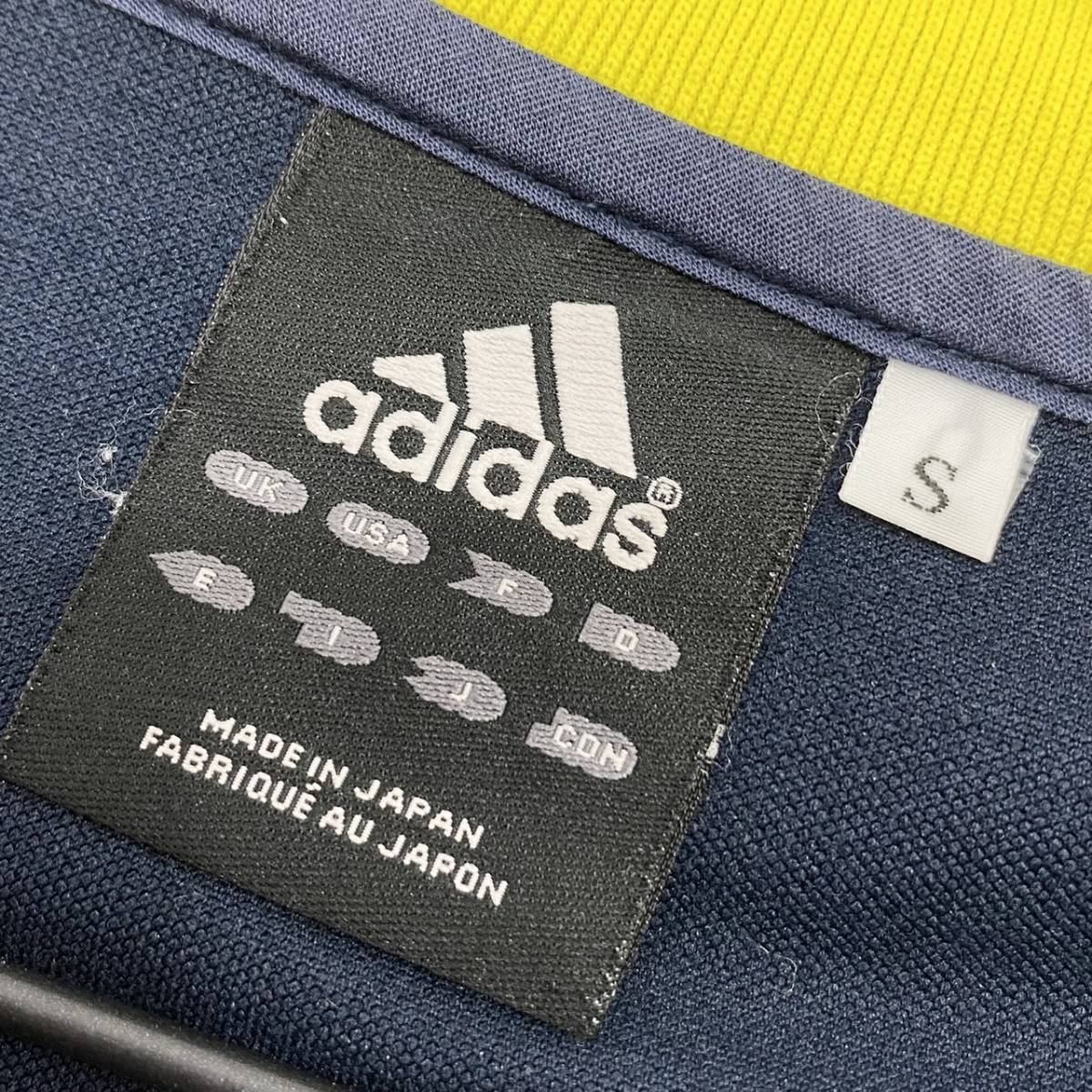 送料無料h45797 adidas アディダス トレーニングシャツ トレーナー 三本線 紺 イエロー S_画像3