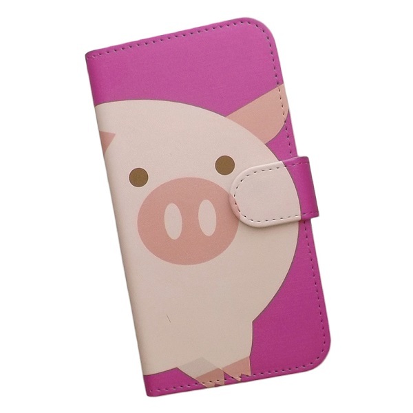 AQUOS【SIMフリー】　スマホケース 手帳型 プリントケース ぶた 動物 キャラクター かわいい ピンク_画像1