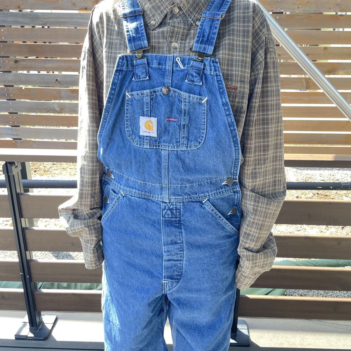 カーハート90sUSA製 デニムオーバーオール ワークパンツ 人気サイズ 古着