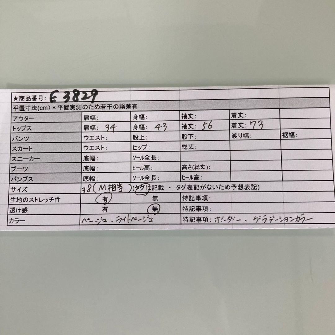 E3829　美品　ミッシェルクラン【M相当】ニットワンピース 膝丈 Vネック ボーダー　グラデーションカラー_画像9