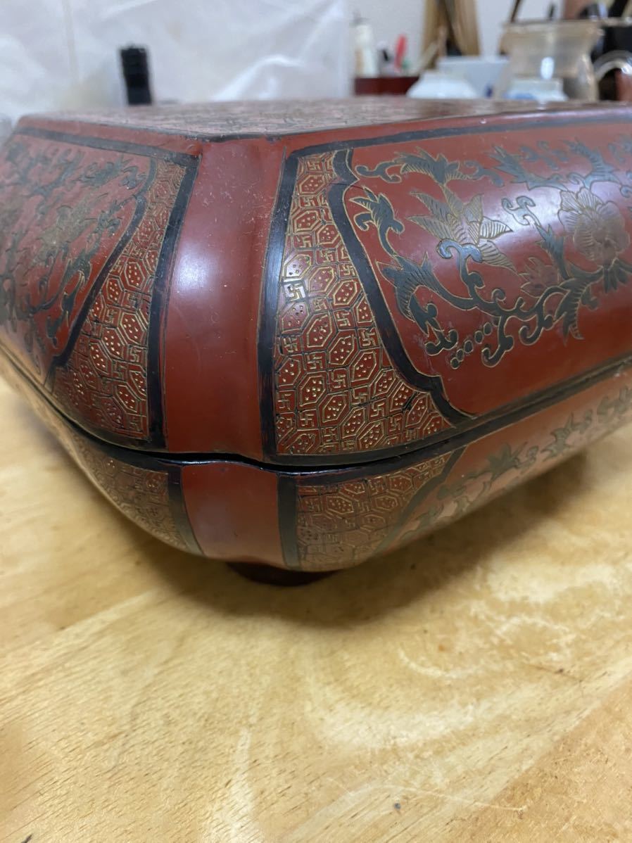 漆器捧盒雕刻唐物清朝| elelet.in
