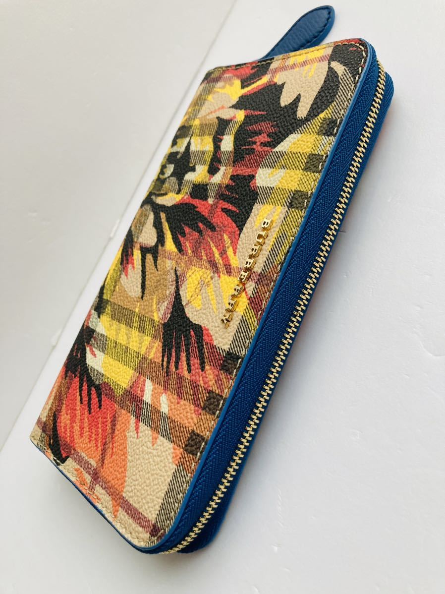 極美品 希少 BURBERRY バーバリー ラウンドファスナー長財布