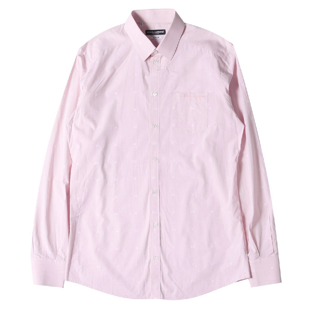 DOLCE&GABBANA Dolce & Gabbana embro Ida Lee shadow DG Heart Jaguar do cotton Broad dress shirt pink 40(15 3/4)