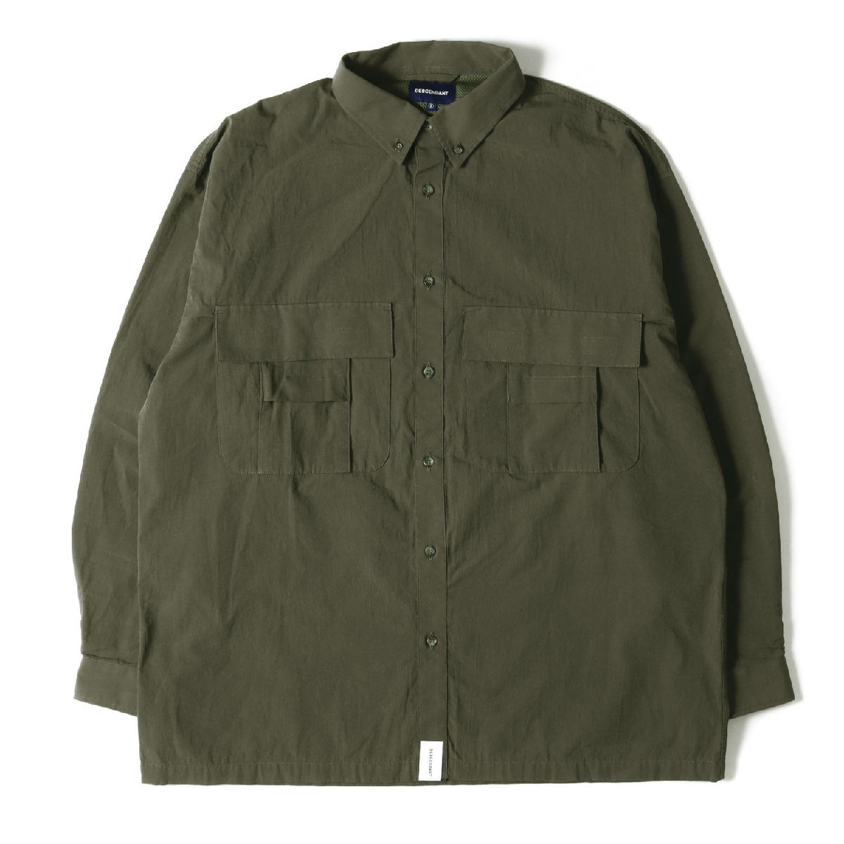 DESCENDANT ディセンダント シャツ オーバーサイズ ボタンダウン フィッシングシャツ ANGLER FISHING LS SHIRT OG 22SS オリーブドラブ 3