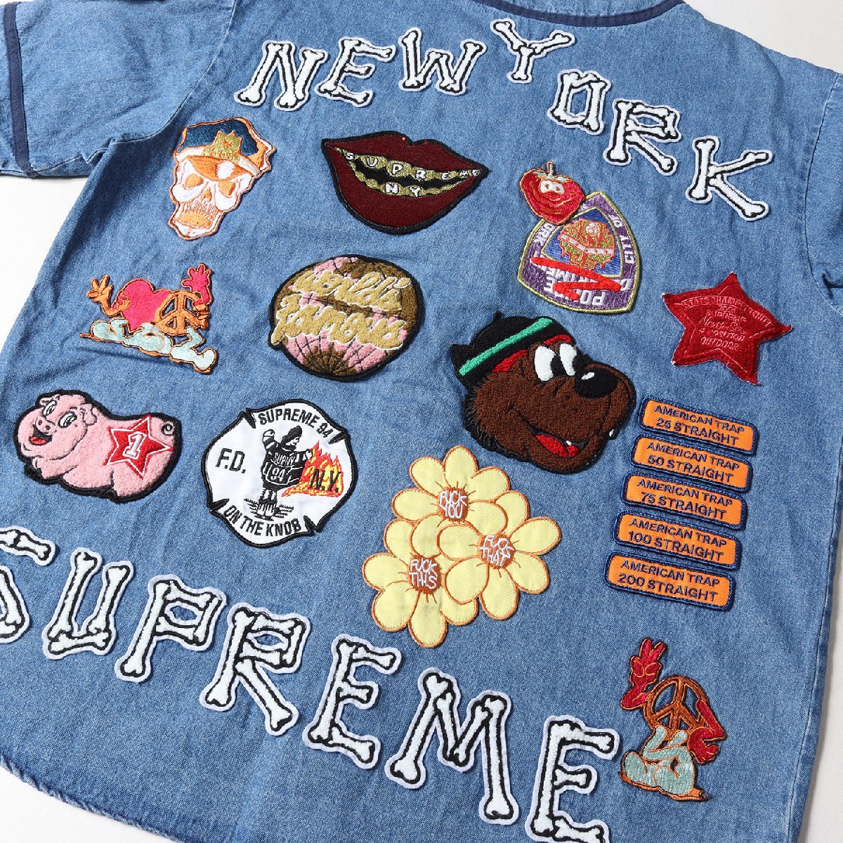Supreme シュプリーム シャツ マルチワッペン デニム ベースボール