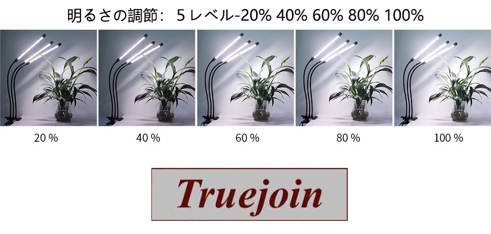 植物育成ライト 屋内植物成長LEDランプ 75W USB給電式 電源アダプター 3ヘッド 360°グースネック タイマー機能 5段階調光 日照不足解消