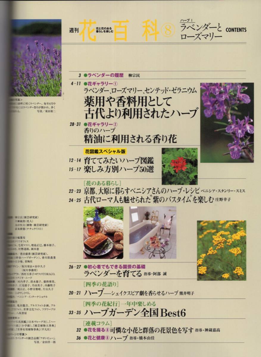 週刊花百科 8「ハーブ1 ラベンダーとローズマリー」(2004.4.15)◆講談社発行◆料理からアロマテラピーまで楽しみ方別ハーブ50選◆_画像2