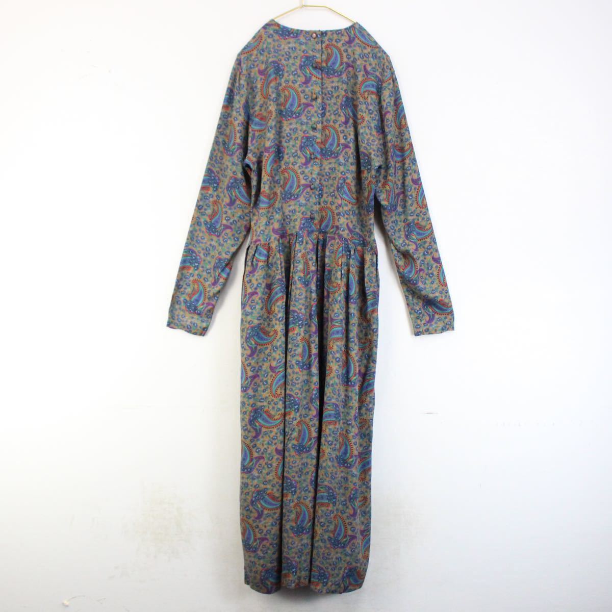 USA VINTAGE J Christpher PAISLEY PATTERNED LONG ONE PIECE/アメリカ古着ペイズリー柄ロングワンピース_画像4