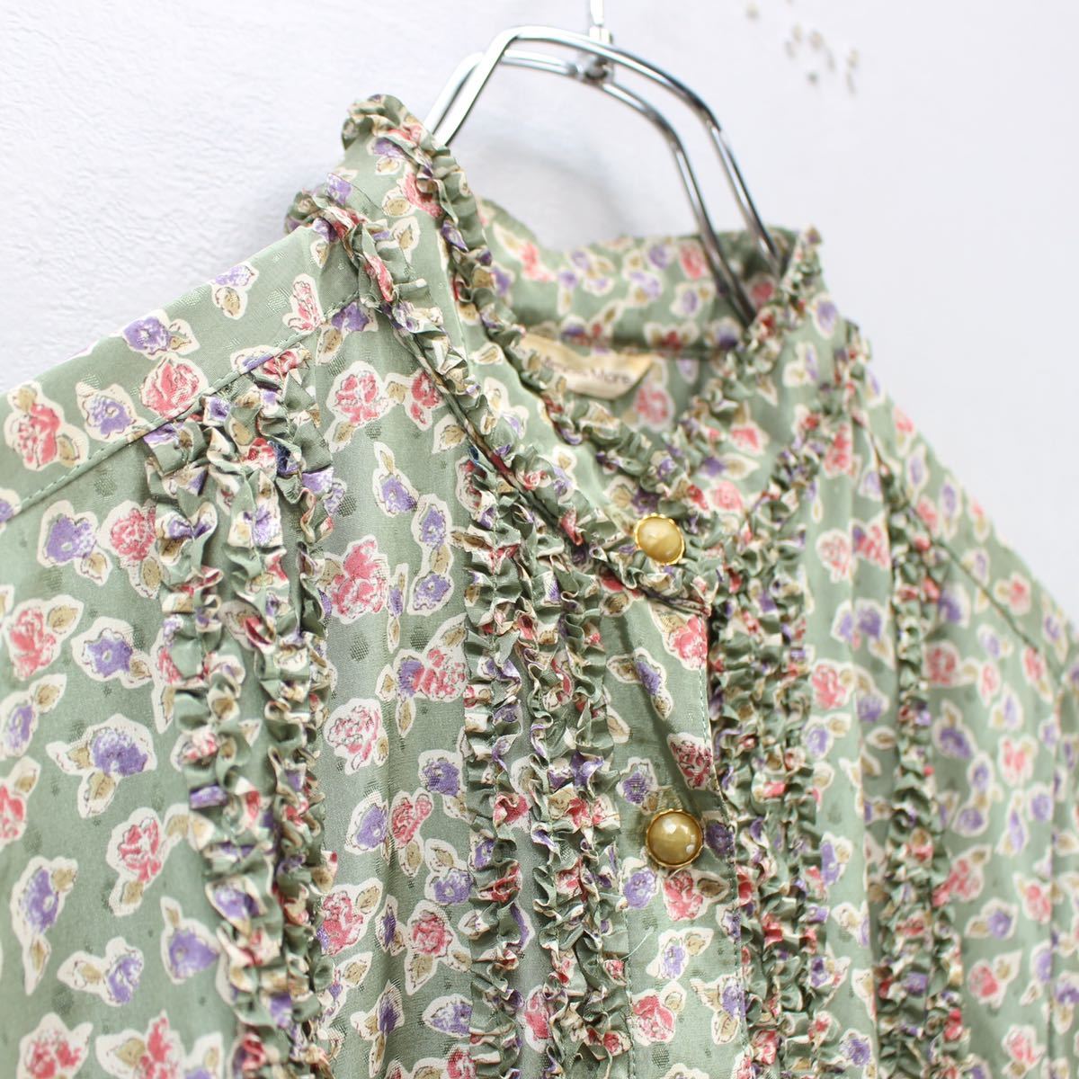 RETRO VINTAGE FLOWER PATTERNED BELTED ONE PIECE/レトロ古着花柄