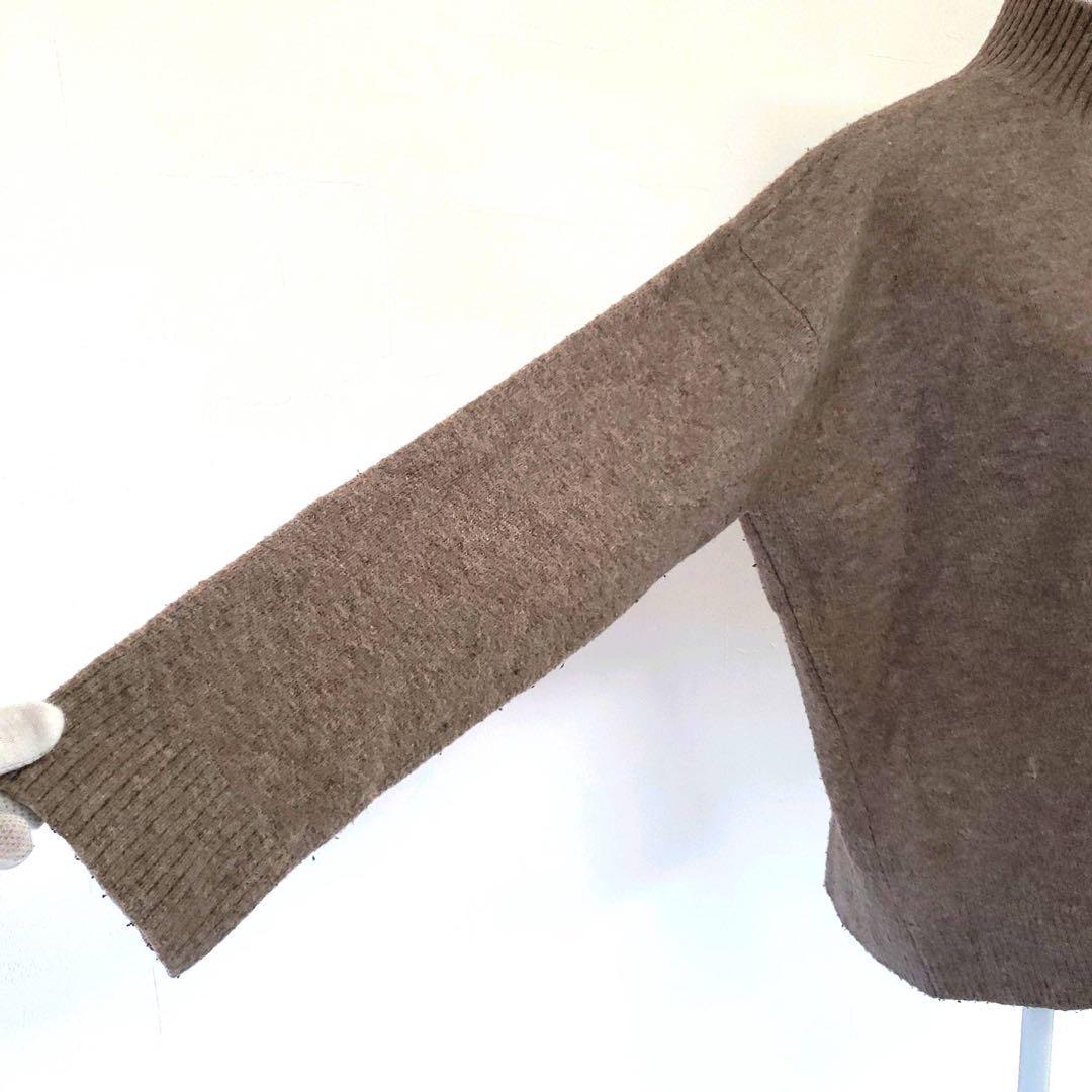 UNIQLO souffle ya-mok neck relax Silhouette sweater L size Heather beige lady's high‐necked 