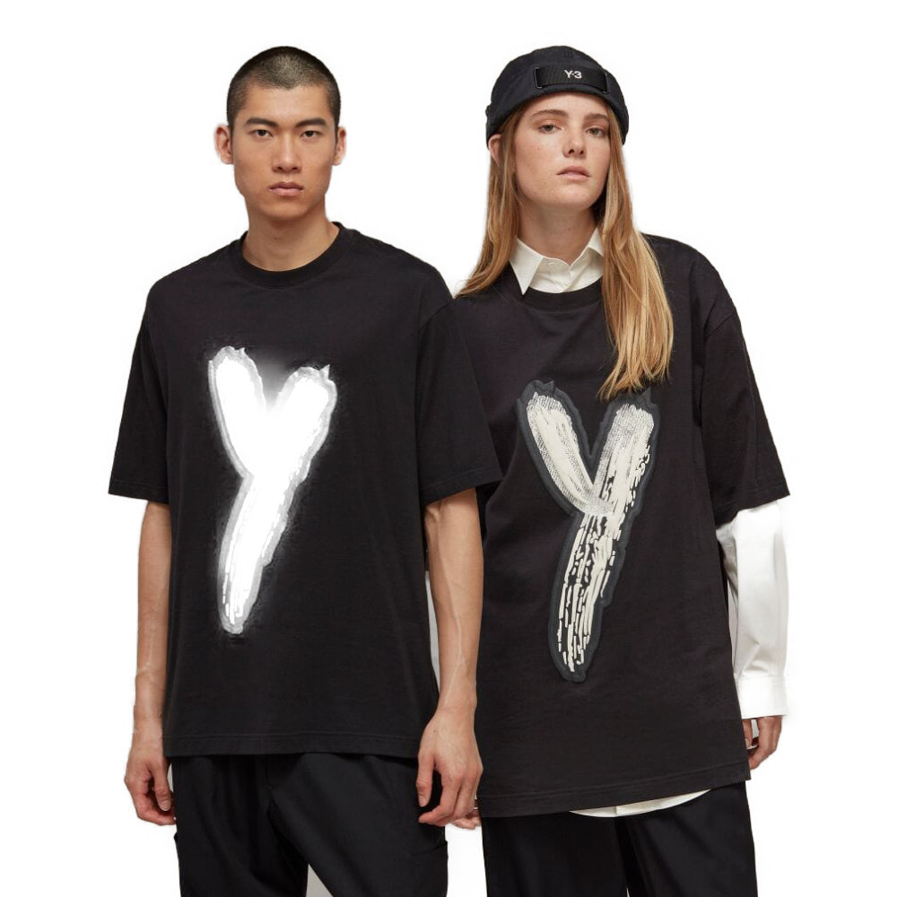 Y－３ ワイスリー グラフィックロゴ半袖Ｔシャツ ショートスリーブＴシャツ ストリートファッション メンズ MENS HY1271 BLACK L