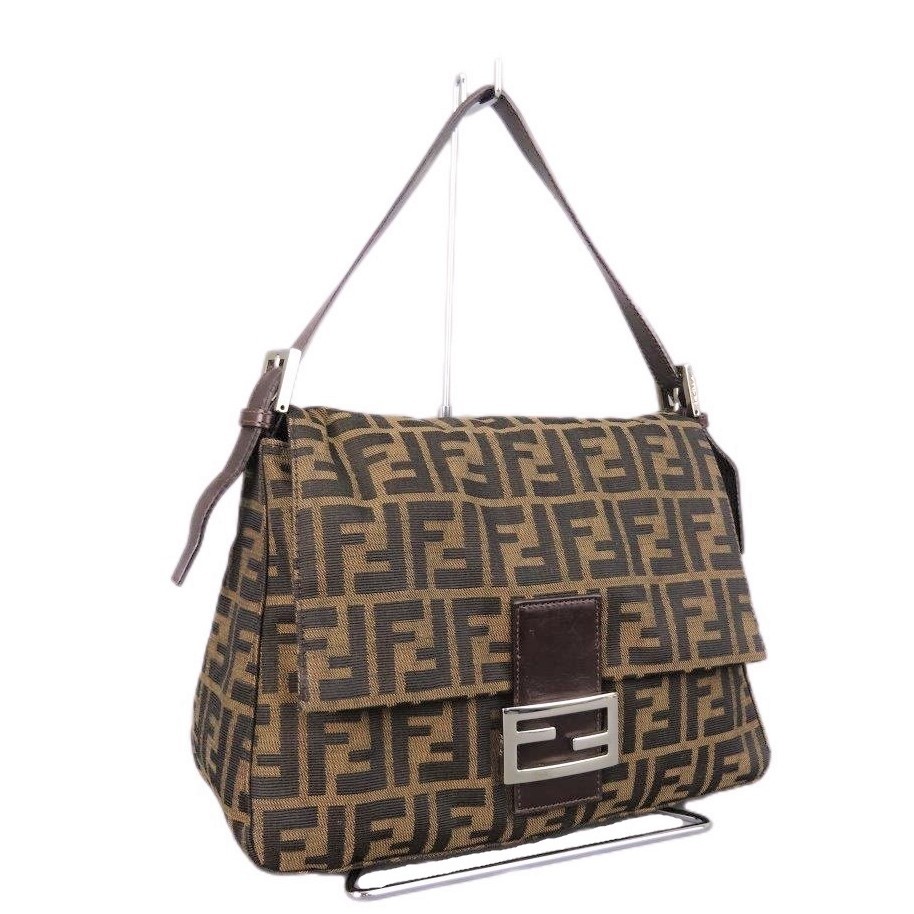 良品☆FENDI フェンディ ズッカ マンマバケット ワンショルダーバッグ-