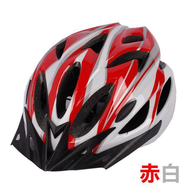 自転車用 ヘルメット 赤×白 子供 大人 クロスバイク サイクリング マウンテンバイク_画像1