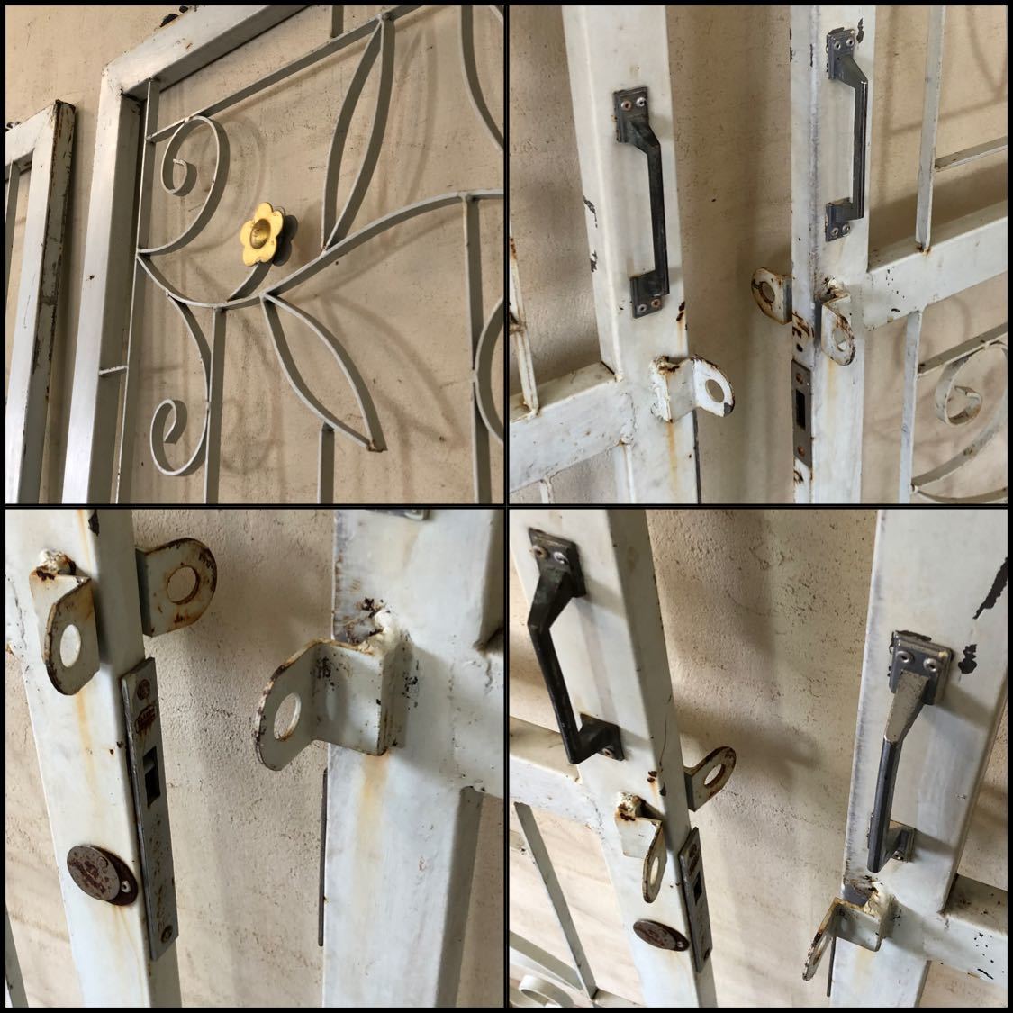V-103 W148×H194 старый железный производства. обе открытие дверь 2 листов комплект двери двустворчатая дверь забор античный дверь in пыль настоящий перегородка перегородка ftg