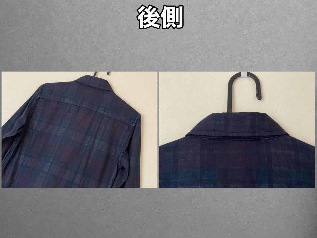 超美品 BEAMS(ビームス)メンズ 長袖 シャツ S(T160-170cm)使用3回 ネイビー コットン 綿 (株)ビームス 春秋 アウトドア