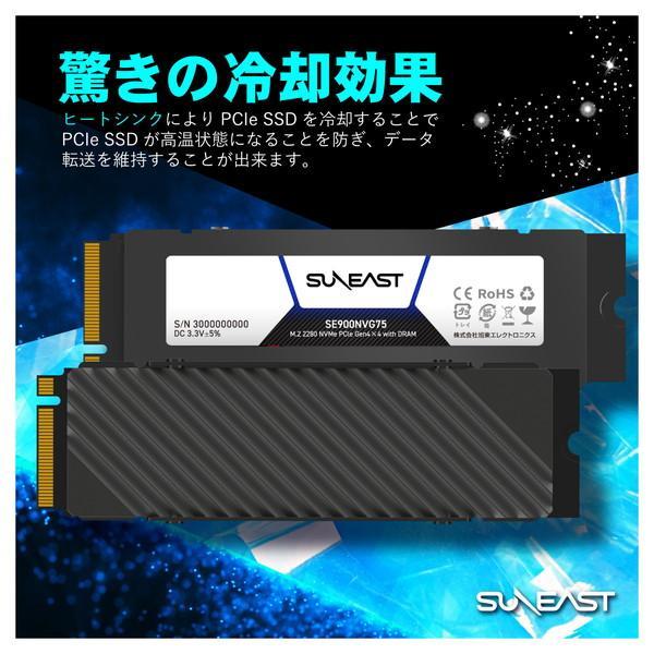 SUNEAST SE900NVG55-02TB 内蔵SSD M2 2280 NVMe 3D TLC SSDGen4×4 2TB ヒートシンク付　新品！