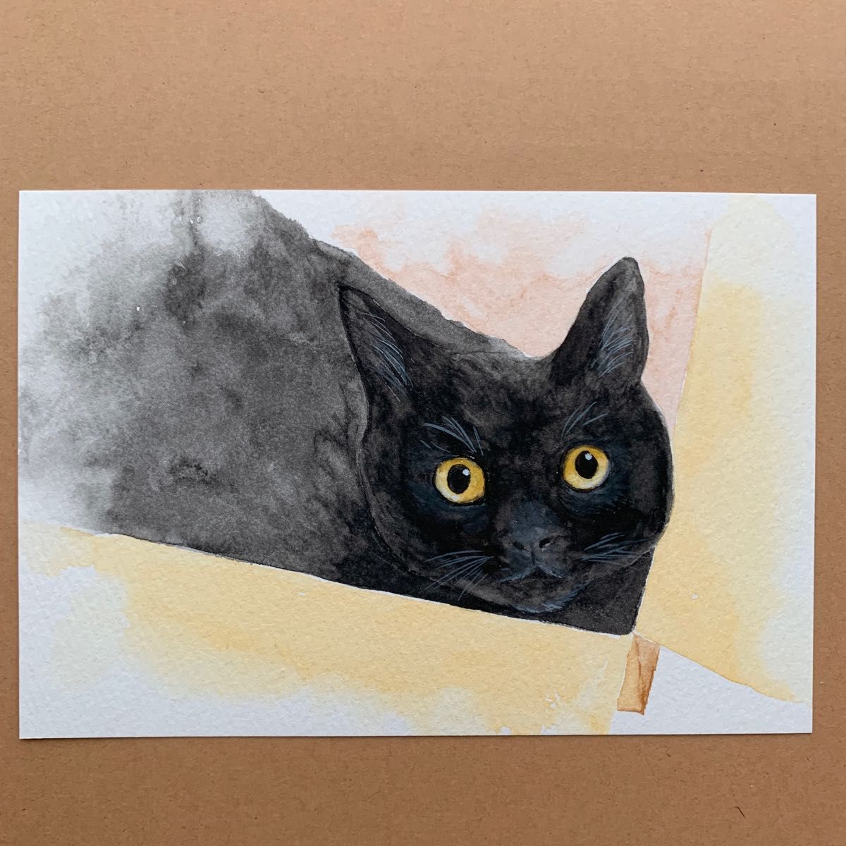 黒猫　水彩画　イラスト