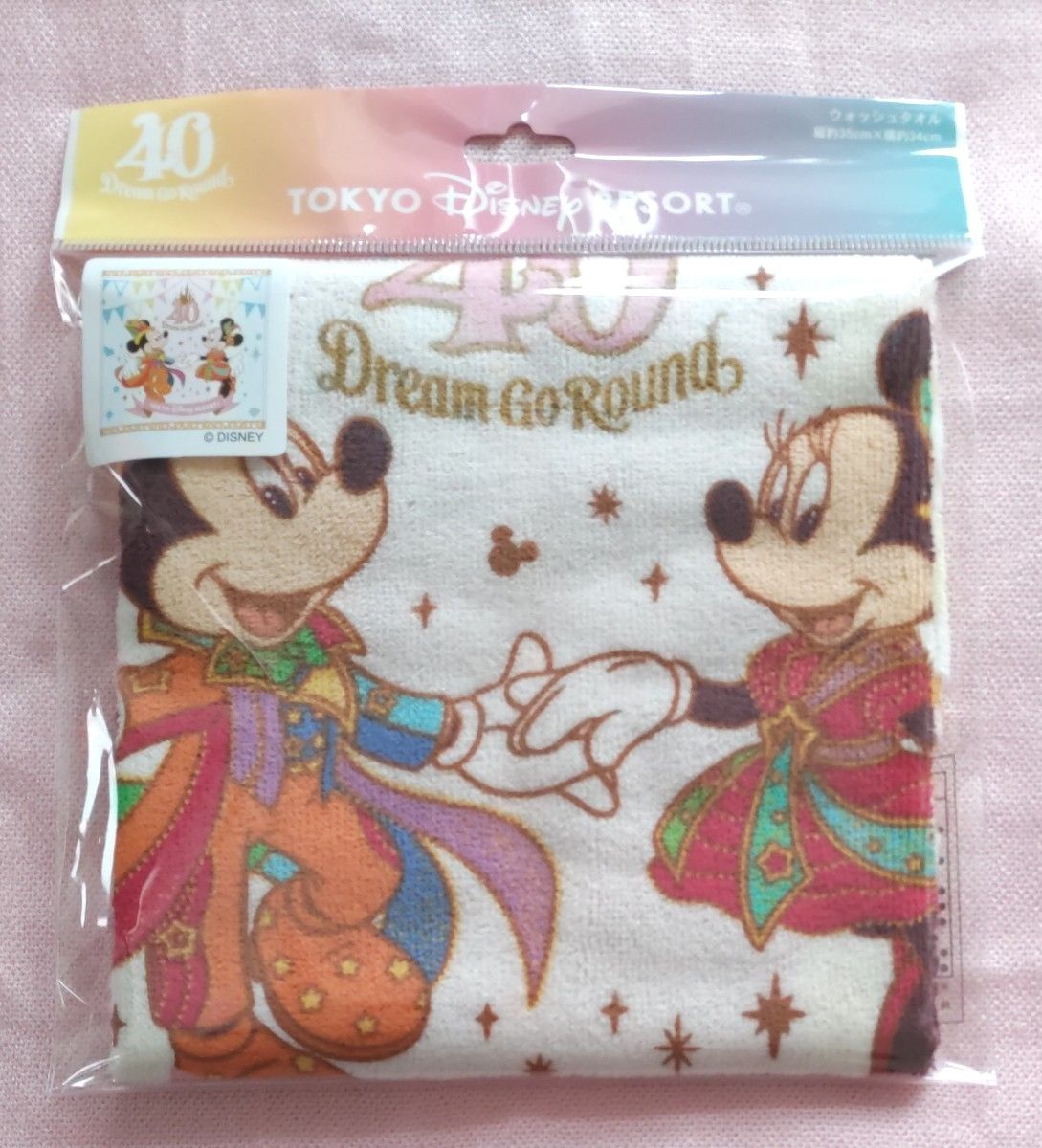 東京ディズニーランド40周年 フェイスタオル ウォッシュタオル 2枚セット ミッキーマウス ミニーマウス ハンドタオル