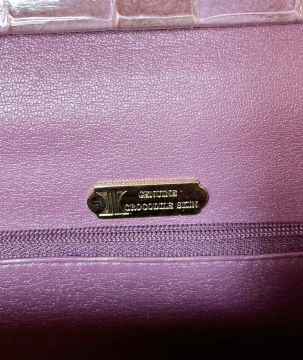 【高級】クロコダイル　シャイニング　グラデーションパープル　紫　 ハンドバッグ