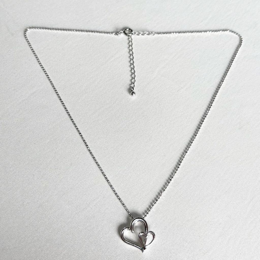 【華やか】ハート　ブルーダイヤモンド　0.15ct Silvar ネックレス　シルバーネックレス　ハートネックレス