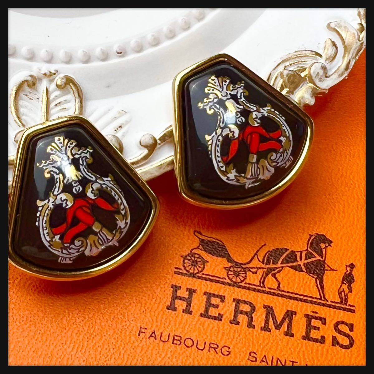 特別オファー 【高級】HERMES イヤリング エルメス 九谷焼 エマイユ