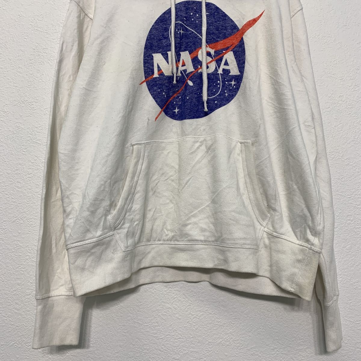 L.O.G.G. NASA プリント スウェット フーディー M ホワイト ナサ 宇宙飛行士 古着卸 アメリカ仕入 a504-5419_画像3
