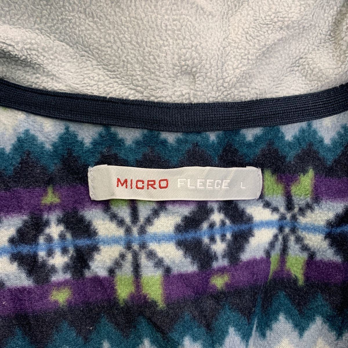 MICRO FLEECE フリースジャケット L パープル ブルー ノルディック柄 グラデーション 古着卸 アメリカ仕入れ a401-5767_画像8