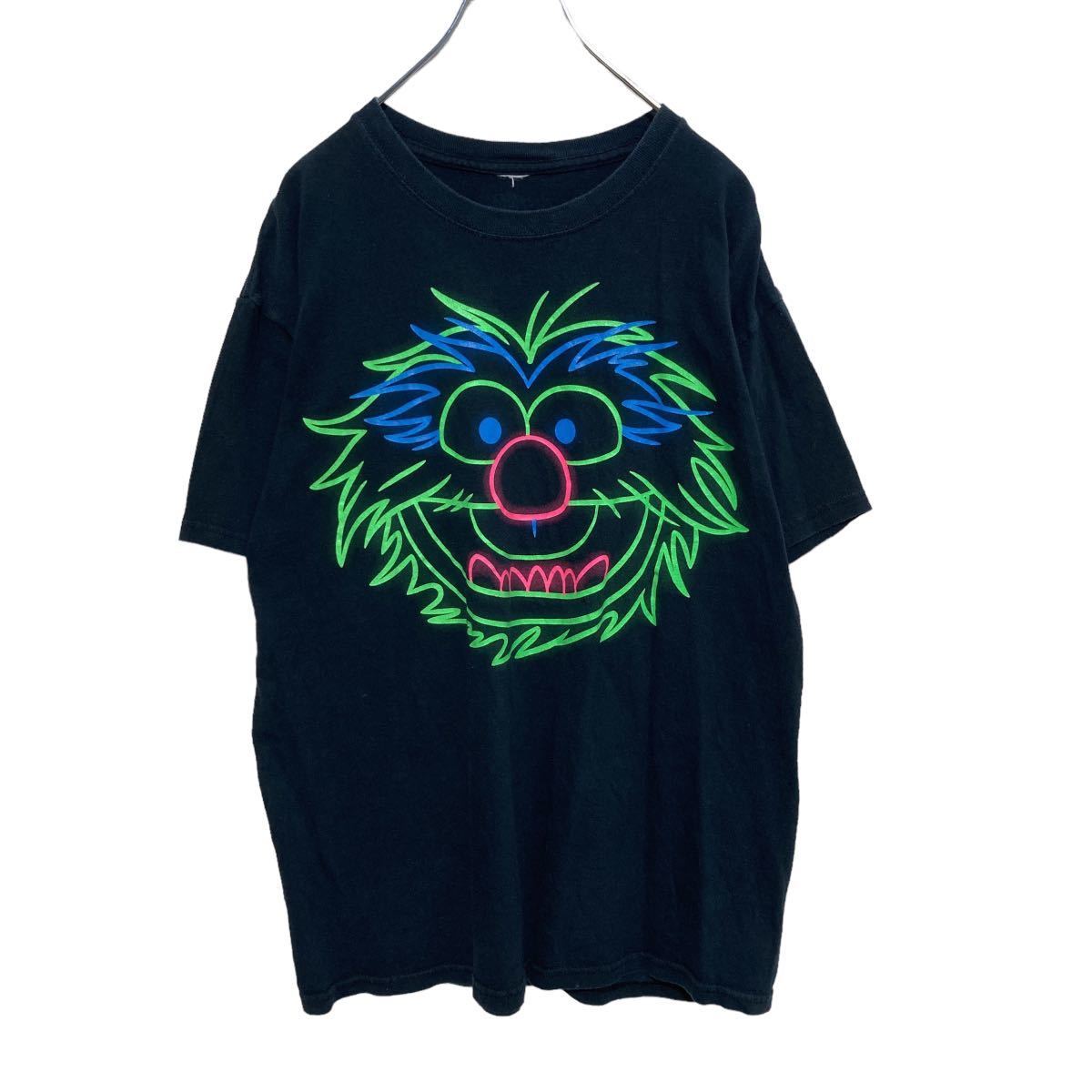 THE Muppets 半袖 プリント Tシャツ M～L ブラック ネオンカラー アニマル キャラクター 古着卸 アメリカ仕入 a504-5800_画像1