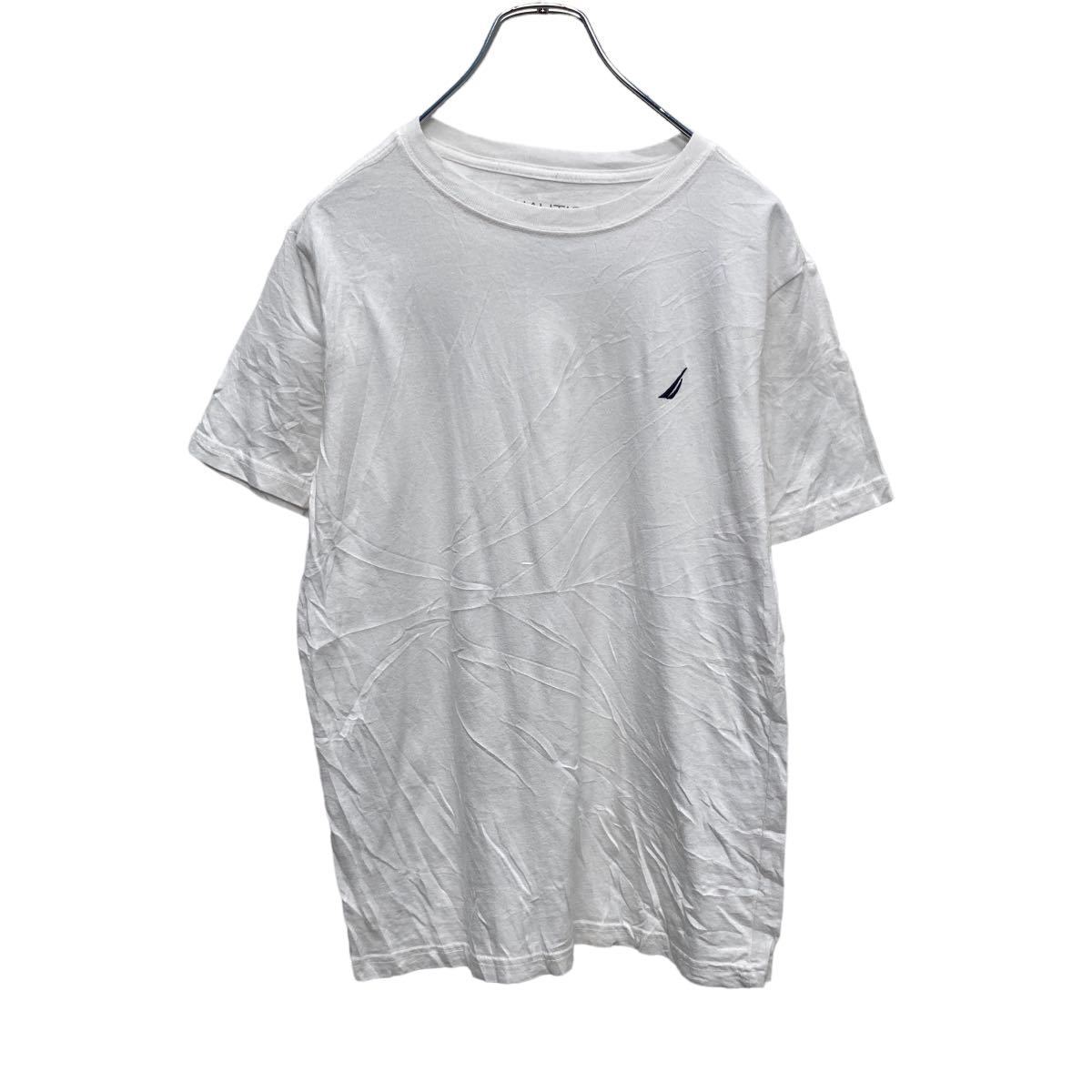 NAUTICA 半袖 ロゴ Tシャツ ユースサイズ L 160 ホワイト ネイビー ワンポイント ノーティカ 古着卸 アメリカ仕入 a504-6005_画像1