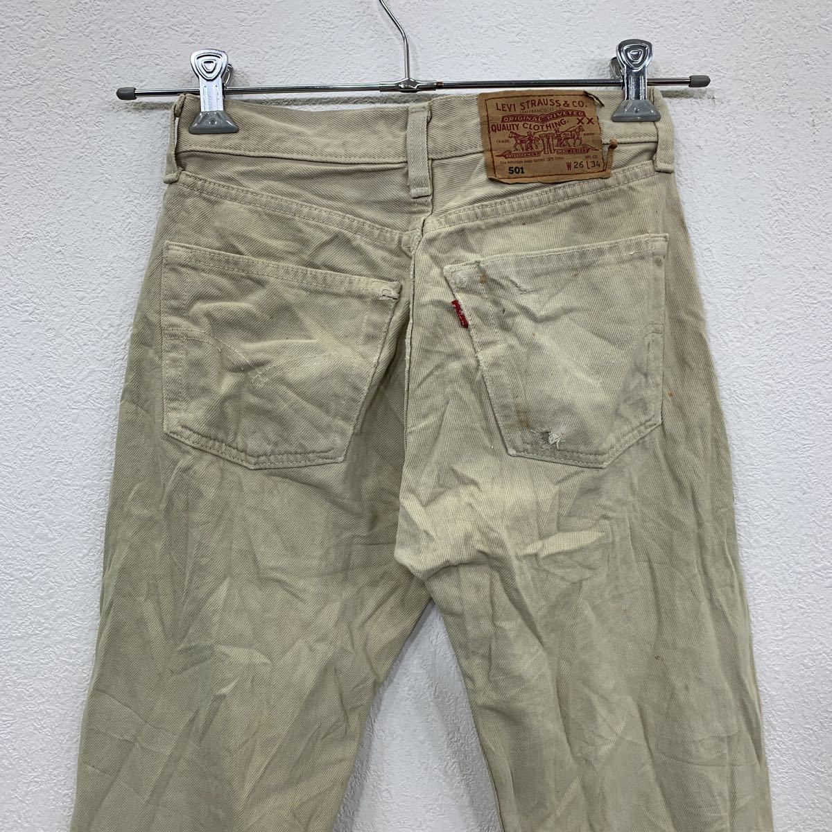 Levi's 501 デニムパンツ W26 リーバイス ベージュ ボタンフライ USA製 古着卸 アメリカ仕入 2304-1629_画像8