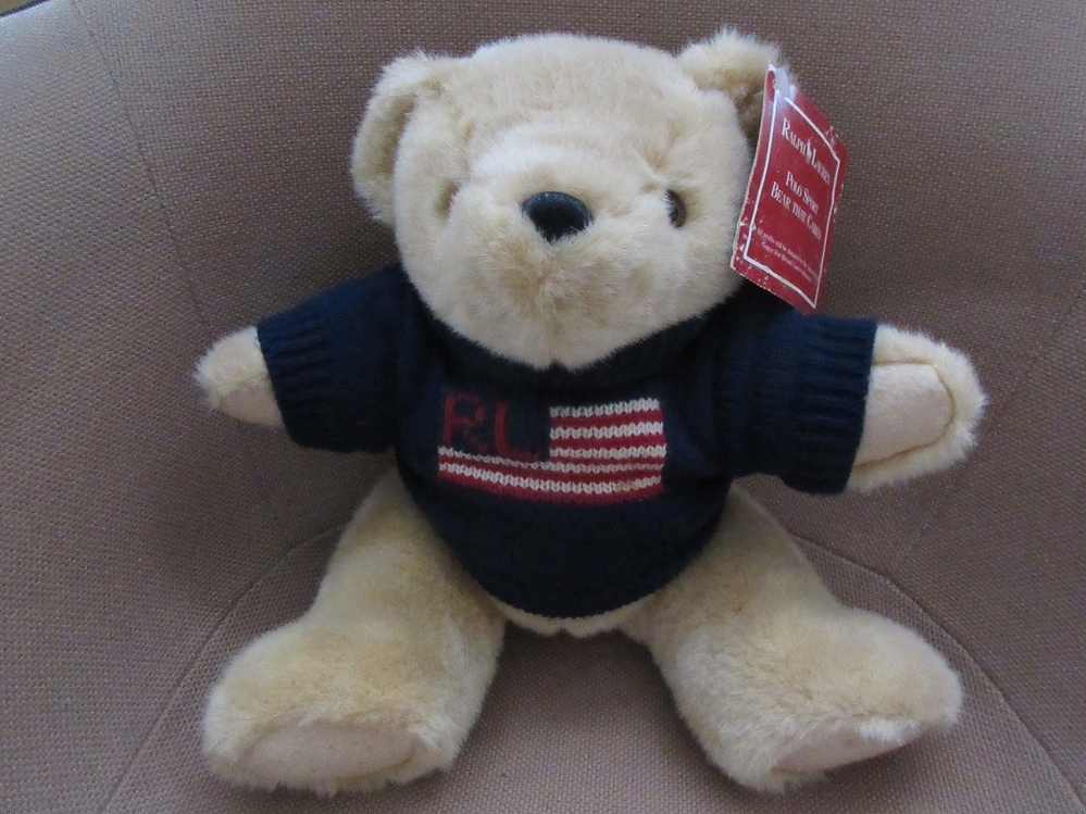 90\'s Ralph Lauren 1996 year Polo Bear -RL star article flag knitted soft toy Polo Bear bear POLO BEAR doll RALPH LAUREN small articles interior USA F&E /