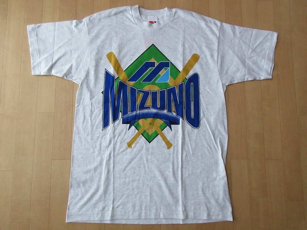 80's 90's USA製 Mizuno オールド ベースボール TシャツL XL位 アッシュグレー系 ミズノ 水野 ヴィンテージ 野球MADE IN U.S.A.アメリカ製/