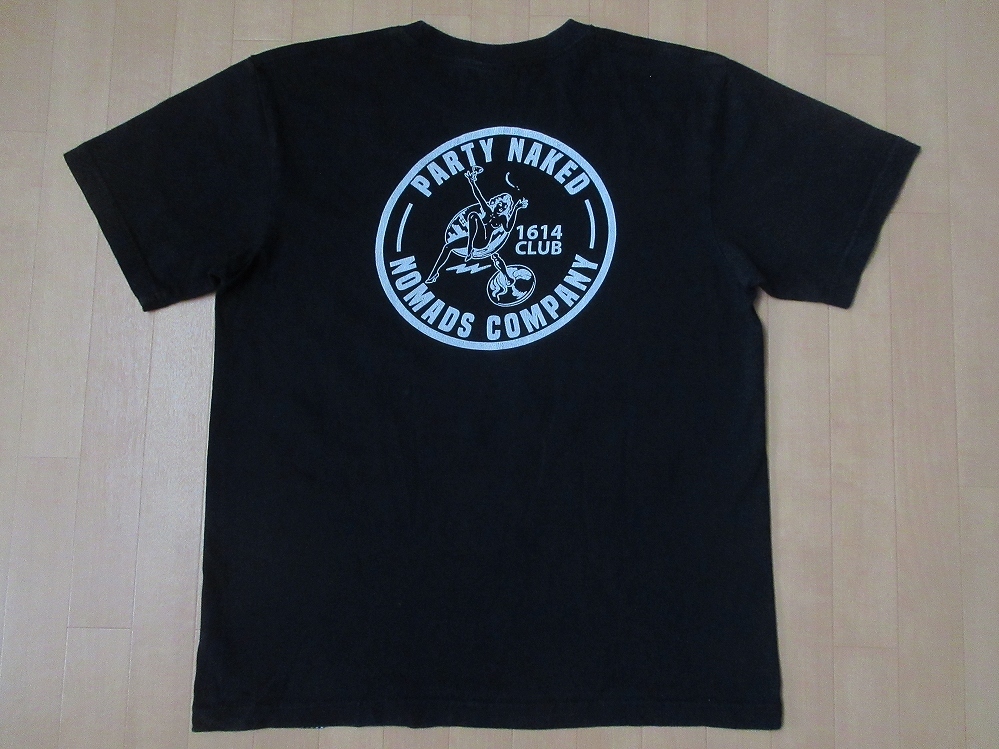 PAWN PARTY NAKED 1614 CLUB NOMADS COMPANY Tシャツ L ブラック パウン ヌード 裸体 女性 エロ アメカジ バイク スケートボード タトゥー_PAWN　Tシャツ裏面