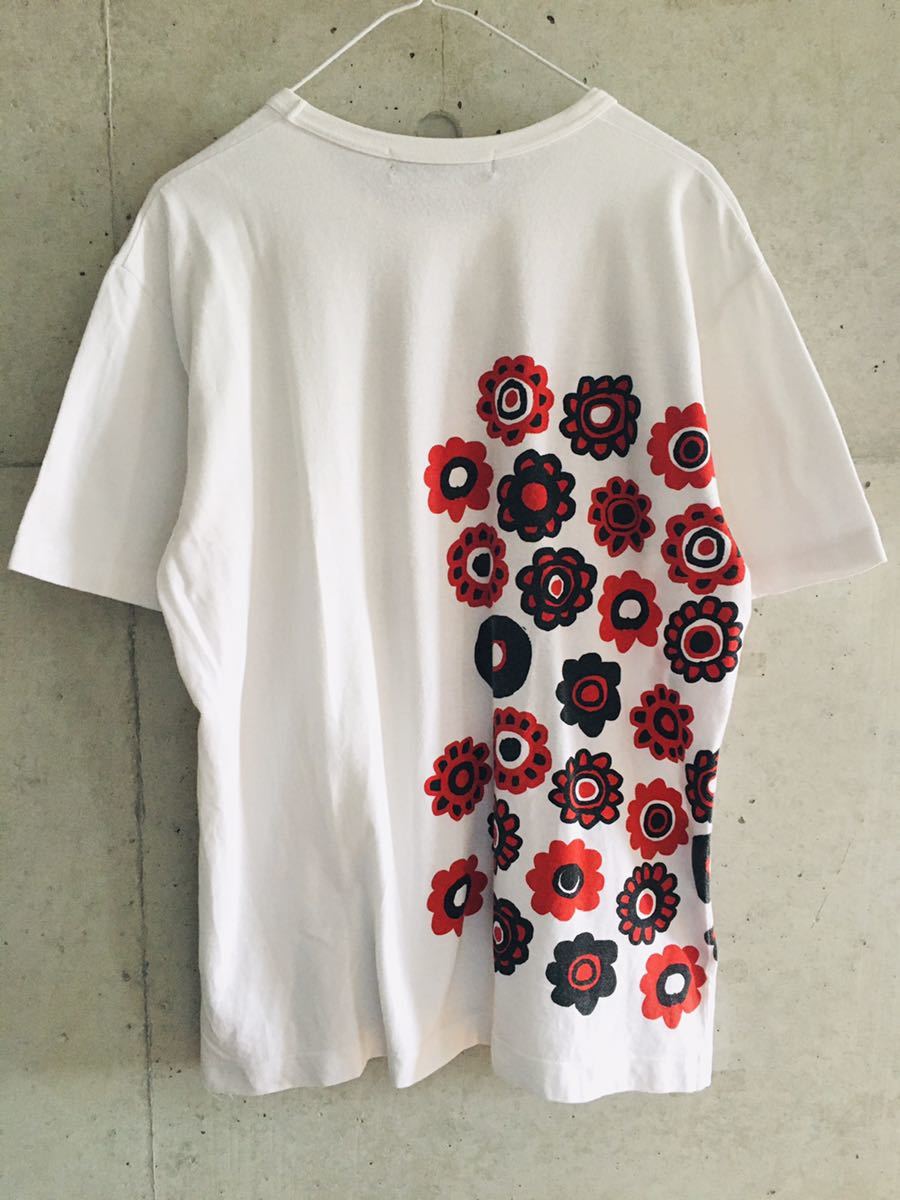 ブラックコムデギャルソン フラワー 両面 花柄 Fロゴ Tシャツ BLACK