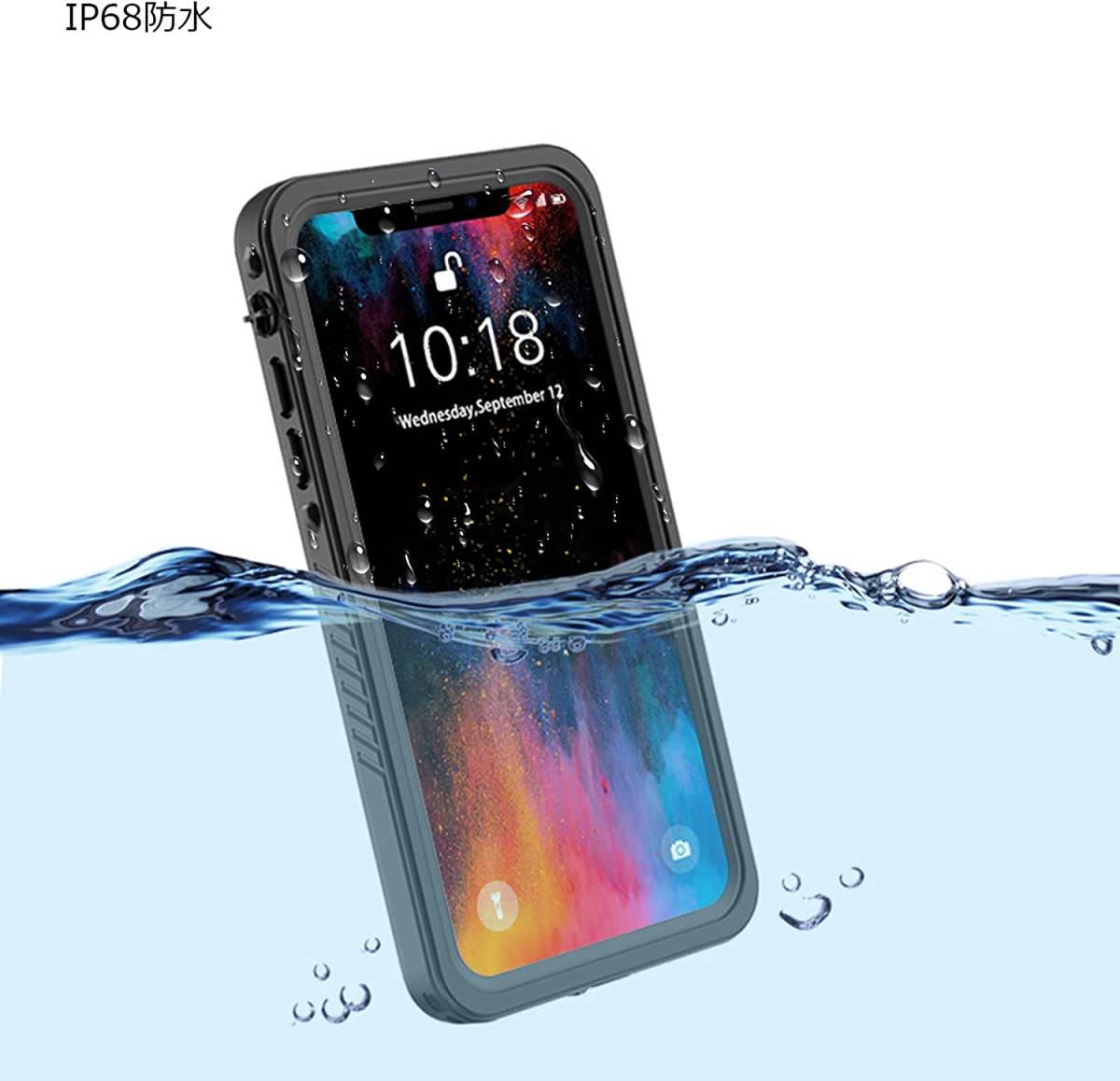 iPhone X/XS/ XR /Xs Max 防水ケース 完全防水 水中撮影 多機能スマホケース 防埃 防塵カバー ストラップ付き 敏感なタッチ 指紋認識可 の画像6