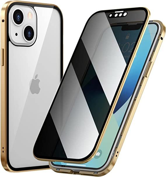 表裏 両面ガラス 覗き見防止 iPhone14 iPhone14Pro ケース アルミ バンパー マグネット式 360度 全面保護 アイフォン14プロ ケース_画像2