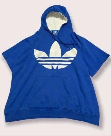 adidas フーディー　アディダス　トレフォイル　バックプリント　裏起毛　3XL　希少　大きいサイズ　ドルマン