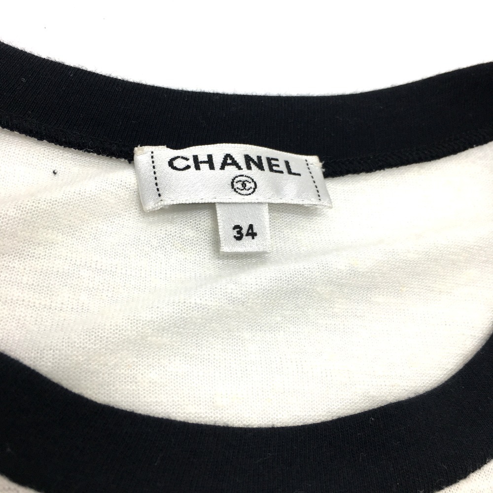 CHANEL シャネル P62662 時計モチーフ 刺繍 20C 半袖Ｔシャツ レーヨン ホワイト レディース【中古】_画像5