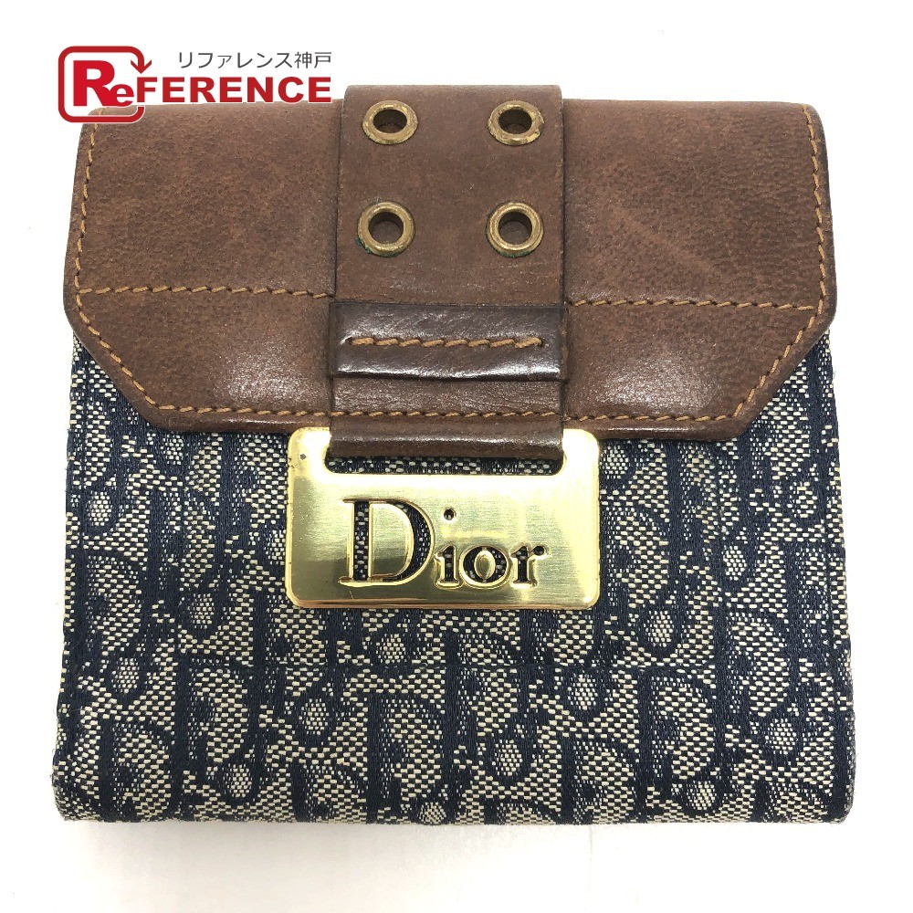 Dior ディオール ロゴ金具 トロッター ロゴ 2つ折り財布 キャンバス