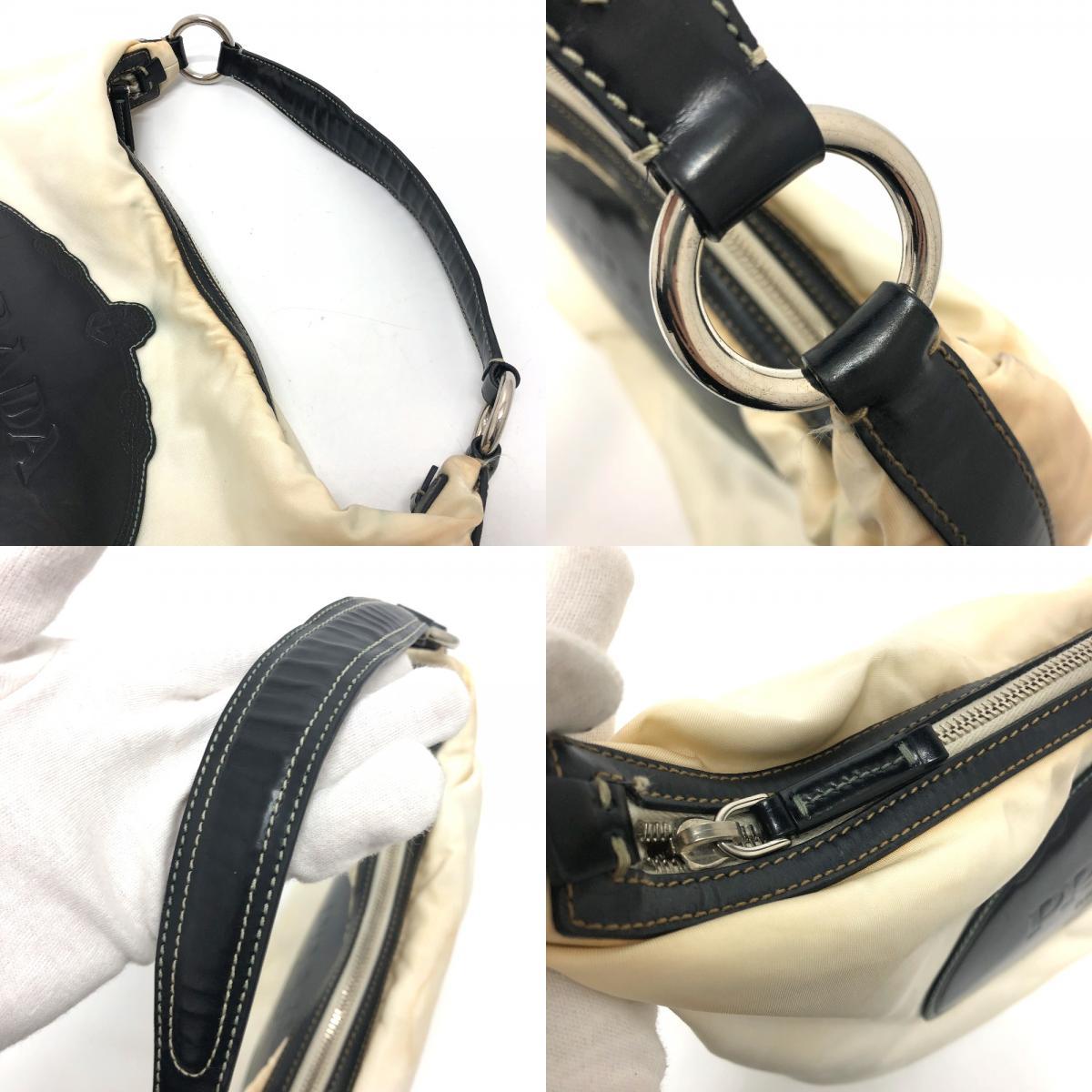 PRADA プラダ ロゴ ワンショルダー ショルダーバッグ ナイロン ホワイト レディース【中古】_画像9