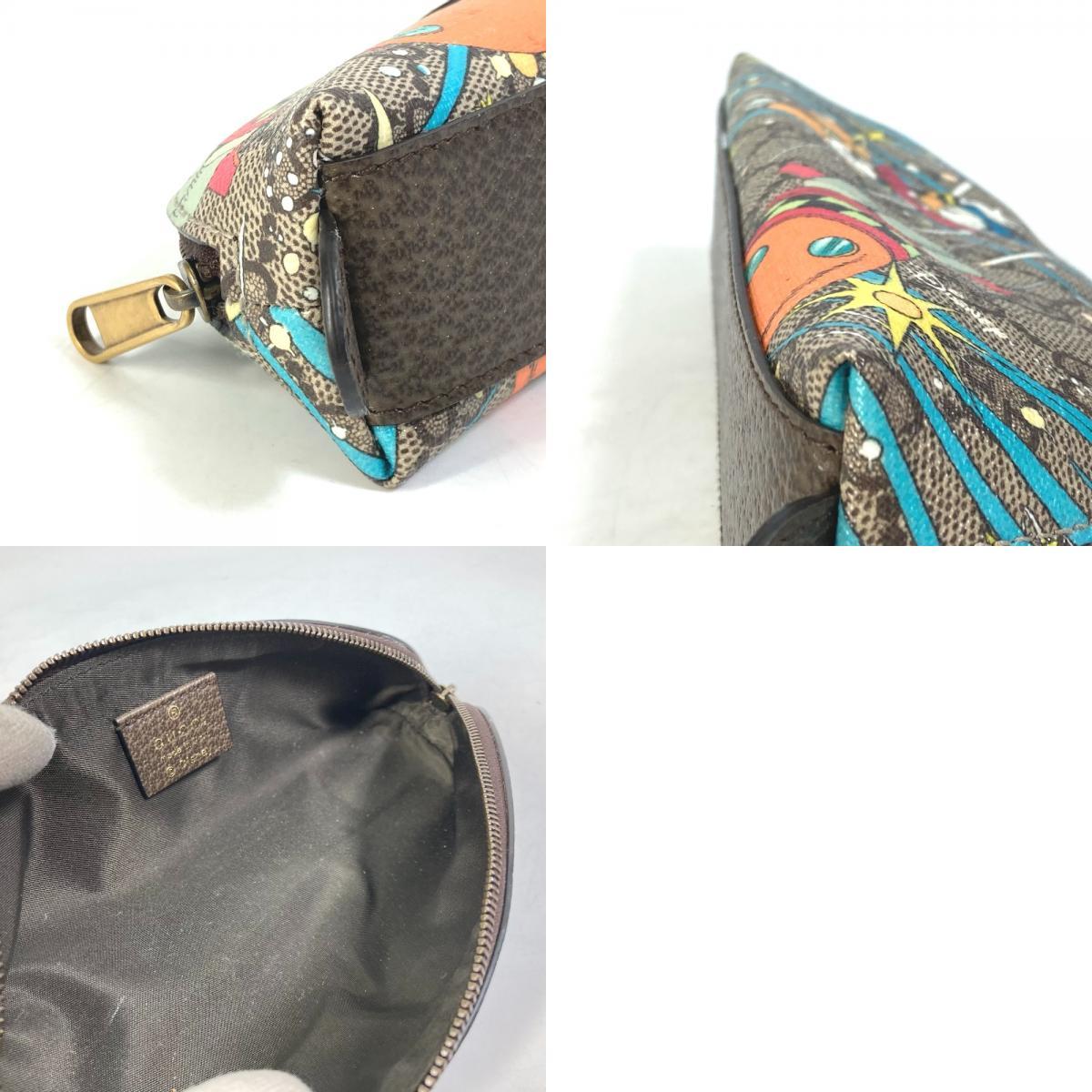 GUCCI Gucci 662129 Disney collaboration DISNEY Donald Duck GG writing brush box pouch GGs pulley m pen case PVC beige [ used ]