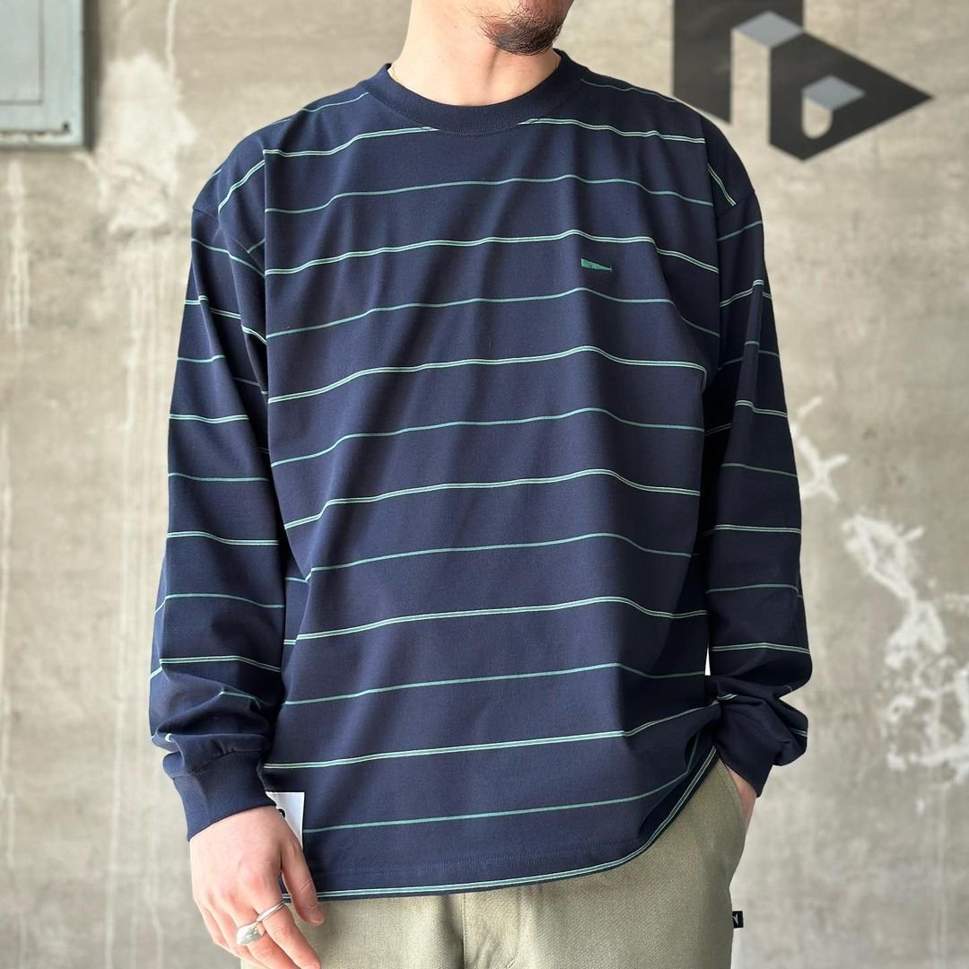 希少★新品本物【紺★3】★HORIZONTAL MULTI STRIPE LS ホライゾン ストライプ 正規店購入 ディセンダント 限定 入手困難 Descendant 23SS_画像2