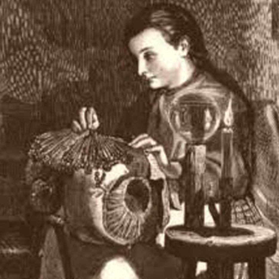 18世紀フランス 手吹ガラス レース編みルーペランプボトル